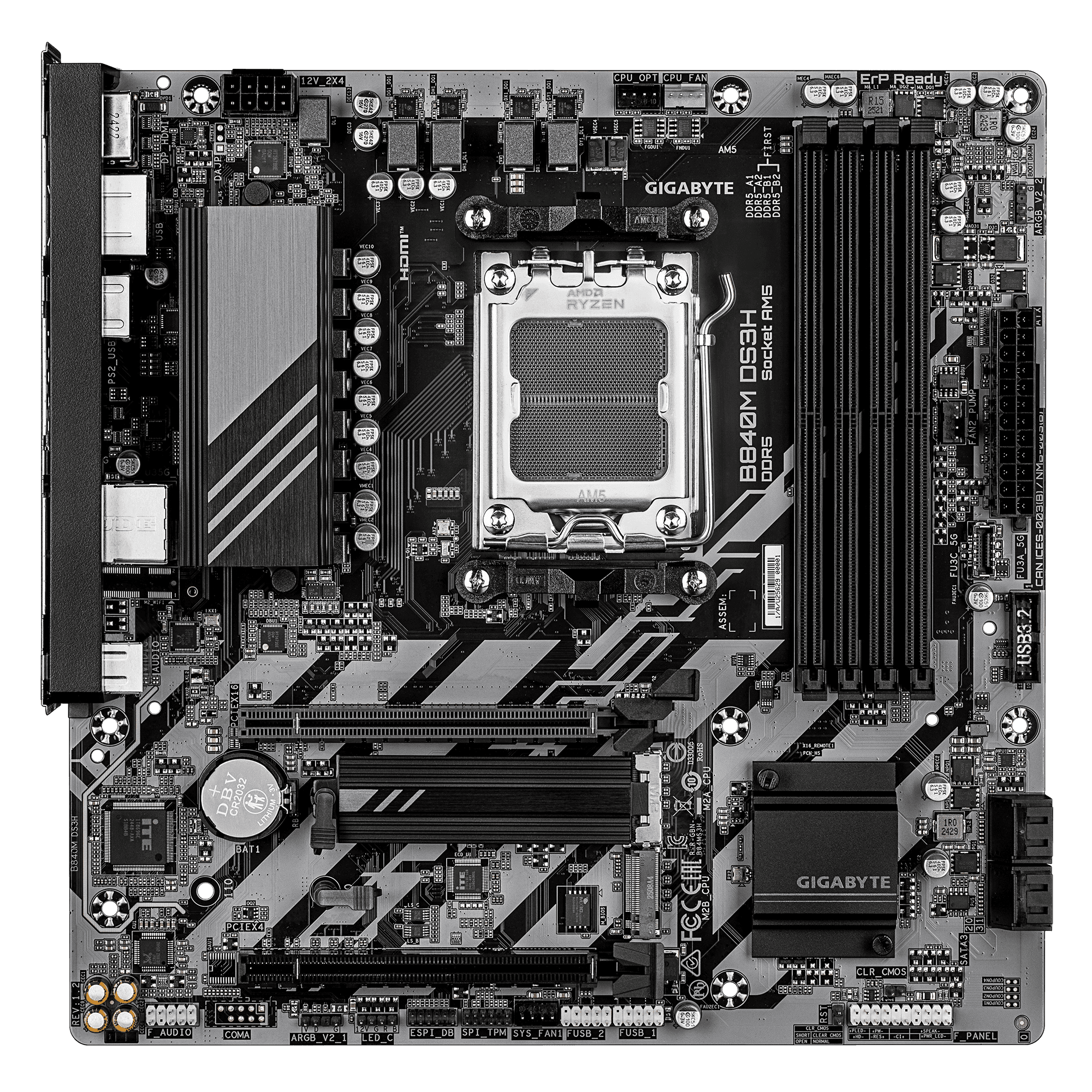 Gigabyte B840m Ds3h 2 GPU PCI 4.0 4DDR5 Ryzen Motherboard