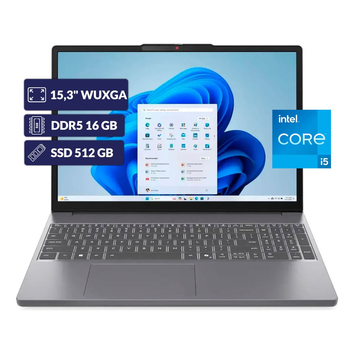 Lenovo Ideapad Slim 3 15irh10| Core i5 13420h| 16GB RAM| M.2 NVMe 512GB| Intel Graphics| 15.3" Wuxga Antirreflejo Touch| Gray Laptop