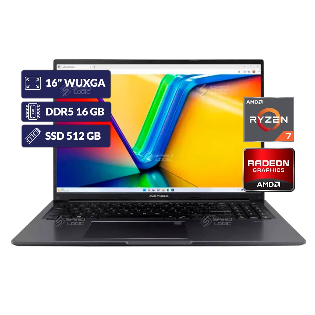 ASUS Vivobook M1605naq-Mb101| Ryzen 7 170| 16GB RAM| M.2 NVMe 512GB| AMD Graphics| 16" Wuxga| Black Laptop