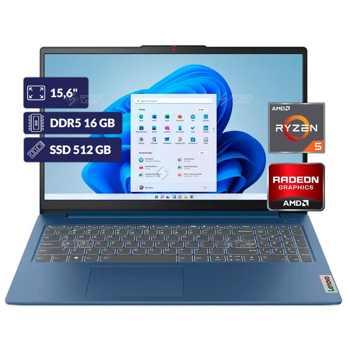 Lenovo Ideapad Slim 3 15amn8| Ryzen 5 7520u| 16GB RAM| M.2 NVMe 512GB| AMD Graphics| 15.6"| Blue Laptop